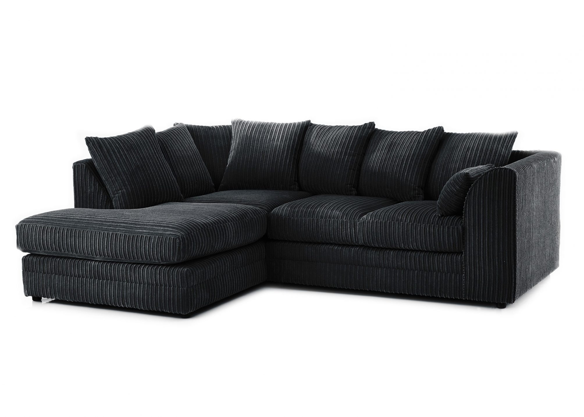 2 Seater, Black & Grey Black & Grey Fabric Jumbo Cord Sofa Settee Couch 3+2 Seater Footstool Left Hand Right Hand Corner Sectional Couch Set 